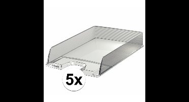 Esselte Brievenbakje/postvakje - 5x - transparant - A4 formaat - stapelbaar - bureau oprganizer