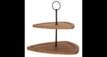 Etagere 2-laags van bamboe 25 x 25 x 24 driehoekig