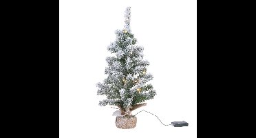 Everlands mini kerstboom - 45 cm - met sneeuw en kerstverlichting - kunstboom