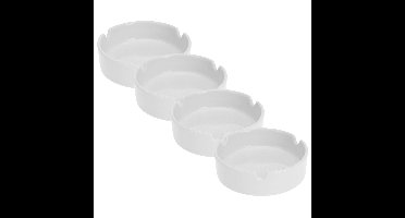 Excellent Houseware Asbak - 4x - wit - porselein - 10 cm - Binnen/buiten gebruik