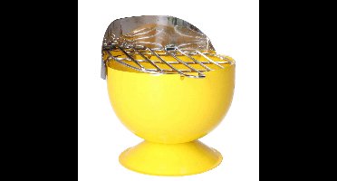 Excellent Houseware Asbak - in BBQ vorm - metaal - 12 cm - geel - voor binnen / buiten