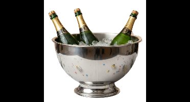 Excellent Houseware Champagnekoeler - op voet - zilver - rvs - 30 x 19 cm