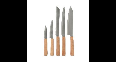 Excellent Houseware chef keuken messen set 5 delig - Staal/Hout