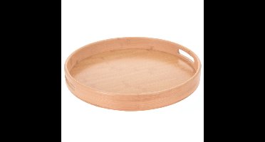 Excellent Houseware Dienblad - bamboe - rond - Dia 40 cm - met handvaten