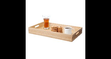 Excellent Houseware dienblad van bamboe hout - 50 x 30 x 6.5 cm - naturel - Hoge opstaande rand