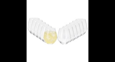 Excellent Houseware Drinkglazen Crystal - 12x stuks - transparant stripes - 400 ml