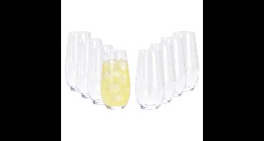 Excellent Houseware Drinkglazen Crystal - 8x stuks - transparant stripes - 580 ml