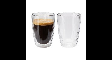 Excellent Houseware dubbelwandige Koffieglazen - 2x - theeglazen - 350 ml - D9 x H12 cm