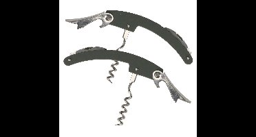 Excellent Houseware flesopener/kurkentrekker - 2x - kelnersmes - grijs