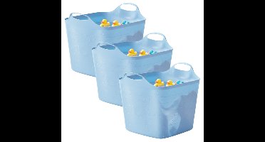Excellent houseware Flexibele kuip / emmer - 3x - blauw - 25 l - kunststof - 40 x 35 cm