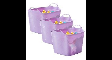 Excellent houseware Flexibele kuip / emmer - 3x - lila - 25 l - kunststof - 40 x 35 cm