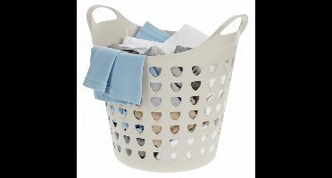 Excellent Houseware Flexibele wasmand - beige - 26 liter - kunststof - 40 x 41 cm