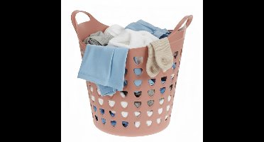 Excellent Houseware Flexibele wasmand - oud roze - 26 liter - kunststof - 40 x 41 cm