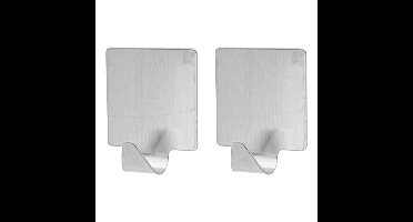 Excellent houseware handoeken ophang haakjes - 8x stuks - rvs - zilver - Zelfklevend