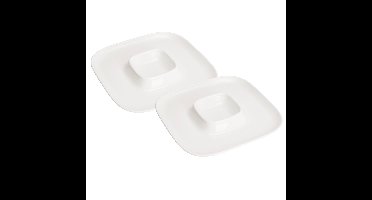 Excellent Houseware Hapjes / Tapas serveerschaal - 2x - poselein - wit - 26 cm - met vakken - rond
