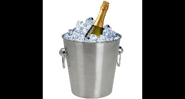 Excellent Houseware ijsemmer - 3L - zilver - RVS - D20 cm - champagnekoeler/ijsbucket