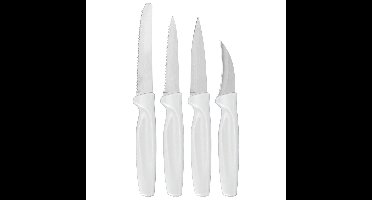 Excellent Houseware keuken messen set - wit - 4 delig - rvs en kunststof - keukengerei