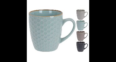 Excellent Houseware luxe gekleurde stoneware bekers/koffiekopjes - 16x - 300 ml - Koffiebekers