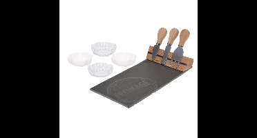 Excellent Houseware Luxe set van kaasplank - met 3x kaasmesjes - en 4x serveerschaaltjes