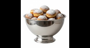 Excellent Houseware oliebollenschaal - op voet - zilver - rvs - 30 x 19 cm