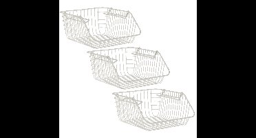 Excellent Houseware opberg mandjes - 3x - stapelbaar - wit - 29 x 27 x 14 cm