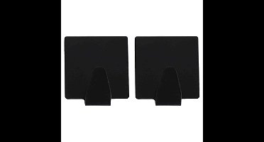 Excellent houseware ophang haakjes - zelfklevend - vierkant - zwart - 6x stuks - rvs