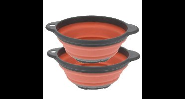 Excellent Houseware opvouwbaar vergiet - 2x - oranje/grijs - tpe - 23 cm
