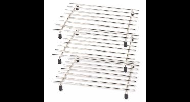 Excellent Houseware Pannenonderzetter - 3x - roestvrij staal - 24 x 19 cm - met antislip voetjes