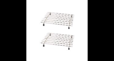 Excellent Houseware Pannenonderzetter - 4x stuks - roestvrij staal - 24 x 19 cm - met antislip voetj