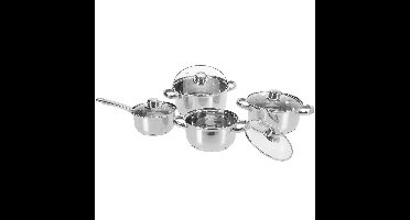 Excellent Houseware pannenset/pannen - 8delig - met deksels - RVS