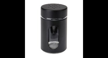 Excellent Houseware Peper / Zoutstrooier - glas - zwart - 94 ml - Kruidenstrooier - Specerijen potj