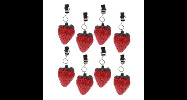 Excellent Houseware Tafelkleedgewichtjes/hangers - 8x - aardbei - kunststeen - rood