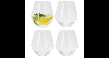 Excellent Houseware Tumbler waterglazen/drinkglazen - 4x stuks - 400 ml - Luxe kristal drinkglazen