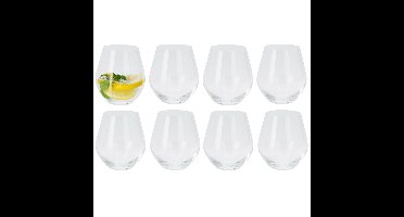 Excellent Houseware Tumbler waterglazen/drinkglazen - 8x stuks - 400 ml - Luxe kristal drinkglazen