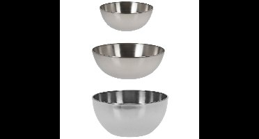 Excellent Houseware voedsel/serveerschalen set - RVS - D24/D20/D13 cm