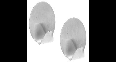 Excellent houseware Zelfklevende rvs haakjes - ovaal - 8x stuks - 5 x 5,5 cm