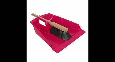 Extra groot stoffer en blik roze 43 cm voor tuinafval/bladeren