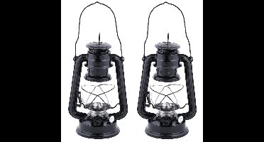 Fancy Flames Lantaarn - 2x stuks - zwart - - 11,7x15,7x24 cm - windlicht