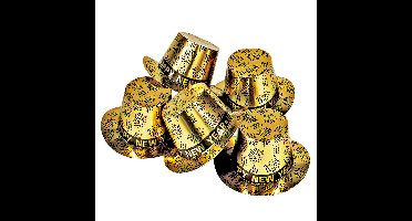Feest hoedje Happy New Year - 30x - goud - karton - oud en nieuw party accessoires