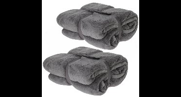 Fleece dekens/plaids - 2x - donkergrijs - 180 x 230 cm