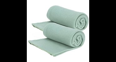 Fleece dekens/plaids - 2x - mintgroen - 125 x 150 cm