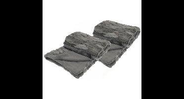 Fleece dekens/plaids - 2x - titanium grijs - 130 x 150 cm
