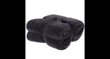 Fleece dekentje - antraciet grijs - 180 x 230 cm - polyester - deken - plaid - bankdeken