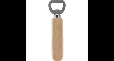 Flessenopener - RVS - eikenhout - 14 cm - bieropener