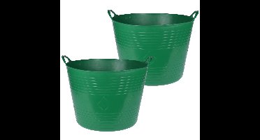 Flexibele emmer - 2x - donkergroen - 40 liter - kunststof - 45 x 37 cm