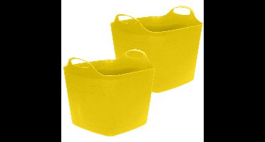 Flexibele emmer - 2x - geel - 15 liter - kunststof - vierkant - 30 x 29 cm