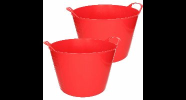 Flexibele emmer - 3x - rood - 15 liter - kunststof - 35 x 29 cm
