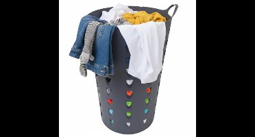 Flexibele wasmand - antraciet - 60 liter - kunststof - 47 x 50 cm