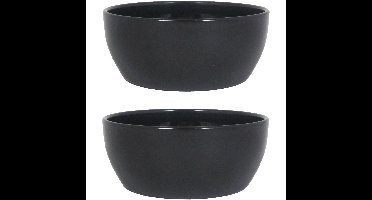 Floran Bloempot - 2x - schaal - zwart - glanzend - keramiek - 22 x 9 cm