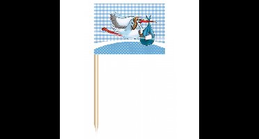 Folat Cocktailprikkers geboorte jongen - 150x stuks - prikkertjes - kraamversiering/babyshower